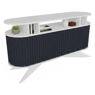Dmora Aparador Zaurak, Buf&eacute; De Sal&oacute;n, Aparador De Sal&oacute;n, Despensa De Cocina, 150x43h75 Cm, Blanco Y Antracita, Con Embalaje Reforzado - Dmora