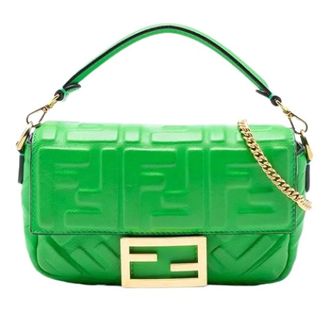 Fendi Pre-owned Shoulder Bags, female, Green, Size: ONE SIZE Pre-owned The Baguette Satchel