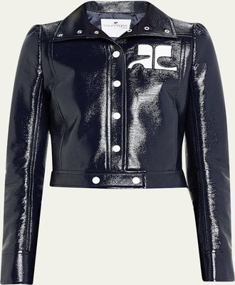 ジャケット COURREGES LOGO CROPPED VINYL PUFFER JACKET Courrèges Cropped Vinyl Puffer Jacket | italist