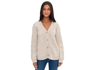 Splendid Harlow Hearts Cardigan Womens Sweater Pale Oak Heather : XL (Womens 14-16), Acrylic/Cashmere/Cotton