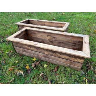 Charles Taylor Trading Charles Taylor Trading - 2 x Charles Taylor Wooden Extra Large Trough Planter Flower Shrub Tree Pot