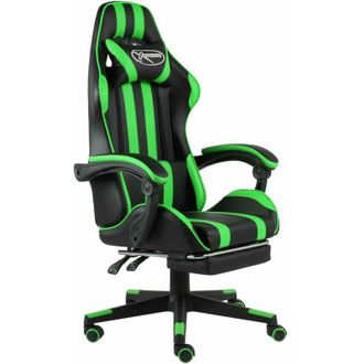vidaXL Vidaxl - Silla Gaming Con Reposapi&eacute;s Cuero Sint&eacute;tico Negro Y Verde
