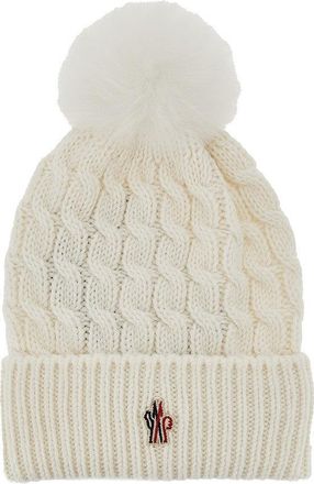Moncler Wool beanie hat with fur pompom Woman One Size