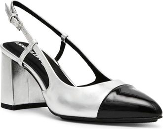 Anne Klein Brinlee Pumps Womens Silver Black Pointed Toe Slingback HTAT898