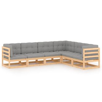 vidaXL Vidaxl - Juego De Muebles De Jard&iacute;n 6 Pzas Y Cojines Madera Maciza Pino