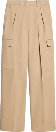 Sportmax Cargo Broek - Dames - Wijde Broeken - Bruin - S - Katoen - Broeken