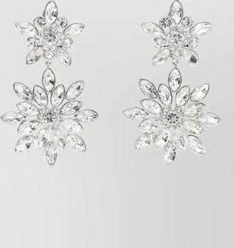 Self Portrait crystal floral drop earrings