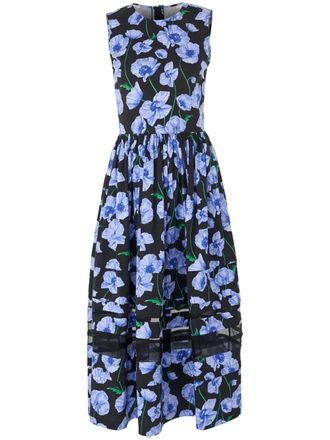 Carolina Herrera floral-print midi dress - Black