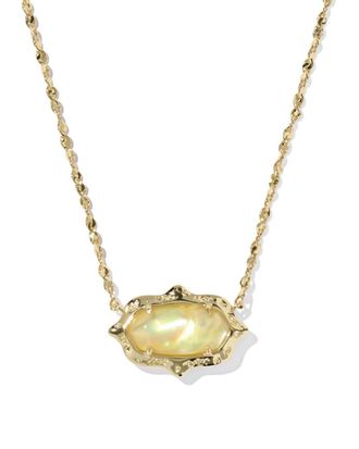 Kendra Scott Womens Elisa Scallop Frame Short Pendant Necklace In Gold / Yellow Iridescent Abalone