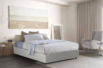 Talamo Italia Cama De Plaza Y Media Bianca, Cama Contenedor Con Tapizado En Ecopiel, 100% Made In Italy, Apertura Lateral, Adecuado Para Colch&oacute;n Cm 120x190, Blanco,