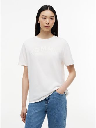 Tommy Hilfiger Womens Tommy Jeans Varsity Logo T-Shirt - White - XL
