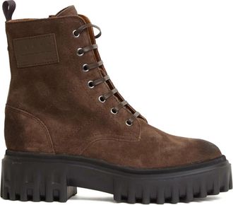 Hogan H700 Enkelboot - Dames - Veterlaarzen - Bruin - 37 1/2 EU - Leer - Schoenen