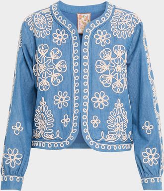 Johnny Was Sutash Embroidered Bolero Jacket