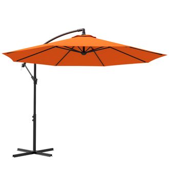 OUTSUNNY 3(m) Cantilever Parasol Banana Umbrella w/ Crank - Orange | TJ Hughes