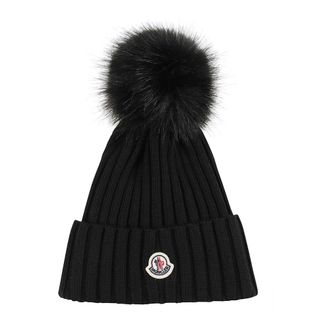 Moncler Accessoires, Dames, Zwart, ONE Size, Tricot Beanie
