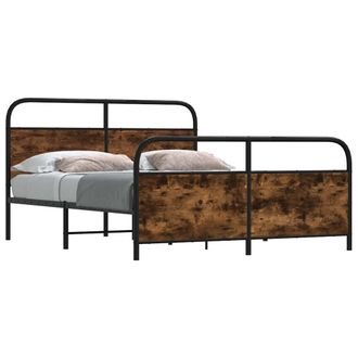 Berkfield Home Metal Bed Frame without Mattress Smoked Oak 160x200 cm in Brown