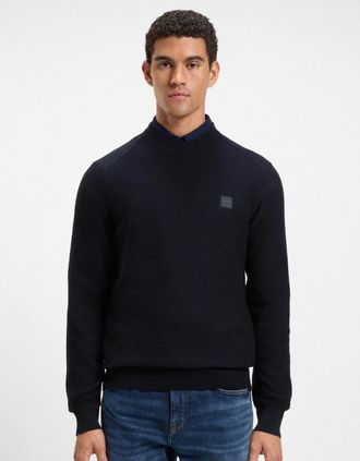 HUGO BOSS Mens BOSS Orange Anion S Mens Crew Neck Jumper - Dark Blue 404 - Navy - Size: 42