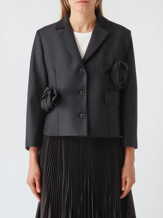Meimeij Blazer monopetto in misto lana con applicazione a fiore