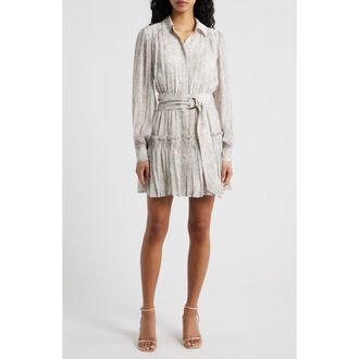 En Saison Josette Floral Long Sleeve Chiffon Minidress in Ivory Periwinkle Sage at Nordstrom, Size X-Large