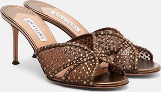 Aquazzura Crystal Lover embellished tulle mules