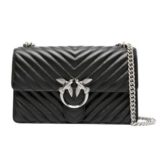 Pinko Love One Classic DC Sheep Nappa Chevron - female - PINKO - Shoulder Bags - Black - ONE SIZE - Bags