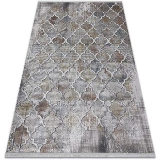 RugsX Alfombra Luce 75 Moderna Tr&eacute;bol Marroqu&iacute; Vintage - Structural Gris / Mostaza Grey 134x190 Cm