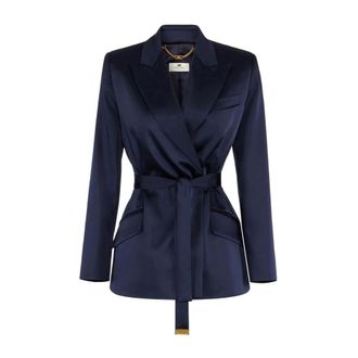 Elisabetta Franchi Dames, Jassen, Blauw, Maat: M Satijn
