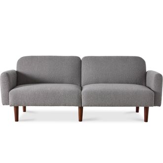 Best Choice Products Curved Convertible Futon, Boucle Fabric Split-Back Sleeper Bed