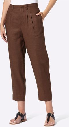 Heine Bundfaltenhose HEINE, Damen, Gr. 34, Normalgr&ouml;ssen, schoko, 55% Leinen, 45% Viskose, unifarben, Hosen Bundfaltenhose