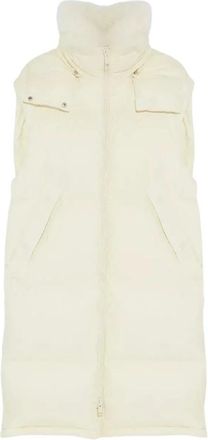 Yves Salomon Down Vest - Dames - Bodywarmers - Beige - XL - Leer - Jassen