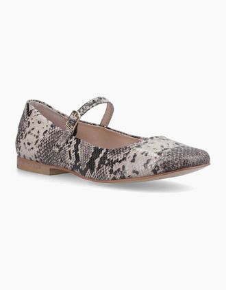 Hush Puppies Womens Hush Puppies Pasha Leather Womens Snake Flats - Grey - Size: 3