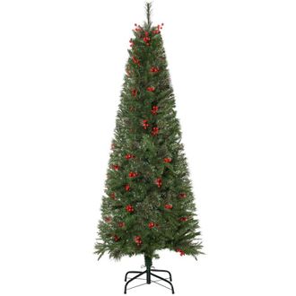 HOMCOM HOMCOM 2.1m Christmas Tree Slim 5 with Berries - HOMCOM Christmas | TJ Hughes