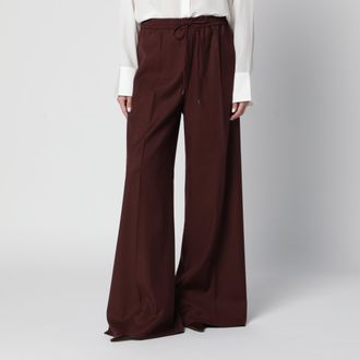 Max Mara Pantalone ampio color bruciato in lana effetto denim