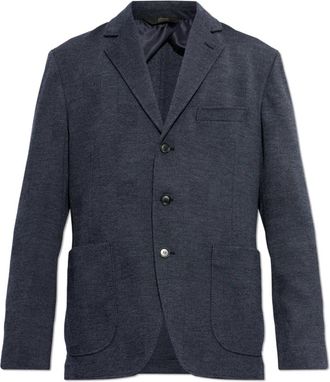 Brioni Wol Blazer Met Open Revers - Heren - Blazers - Blauw - S - Wol - Jassen