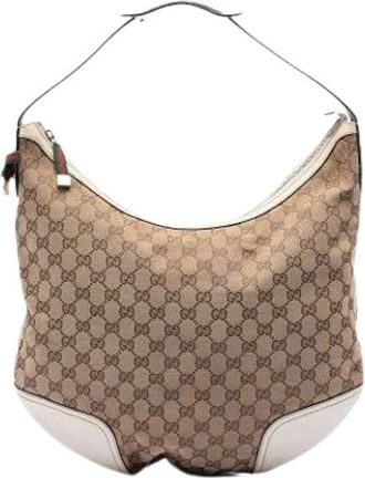 Gucci Pre-owned Hobo Bag - Dames - Vintage Schoudertas - Beige - ONE Size - Leer - Vintage