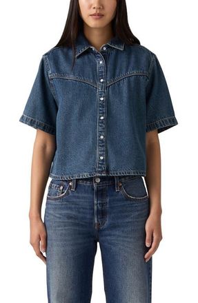 Levi's Logan Short Sleeve Denim Snap-Up Shirt in Tencel Tinted Times at Nordstrom, Size X-Large