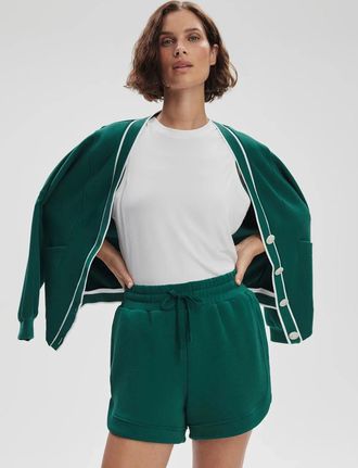 Varley Varley Ollie Shorts Womens Green Stretch High Rise Drawstring Waist GBO1404