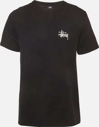 St&uuml;ssy Black Logo Print Jersey Crewneck T-Shirt