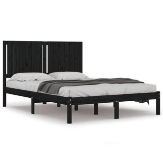 Berkfield Home Bed Frame Black Solid Wood Pine 140x190 cm