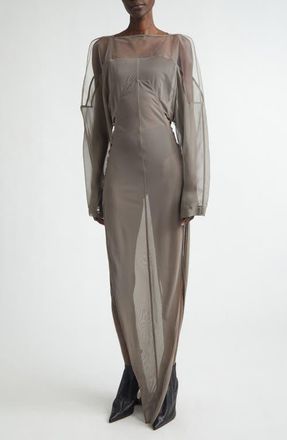Rick Owens Collage Paneled Long Sleeve Gown in Dust at Nordstrom, Size 10 Us