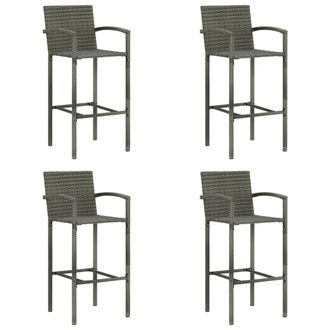 vidaXL Taburetes De Cocina 4 Unidades Rat&aacute;n Sint&eacute;tico Gris Vidaxl
