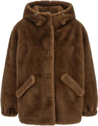 Lou Andr&eacute;a Eco-bonten Jas met Capuchon - Dames - Jassen - Bruin - S - Leer - Jassen