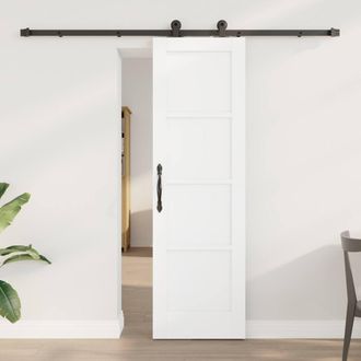 Berkfield Home Sliding Door with Hardware Set ORKDALWhite Solid Wood Pine in White
