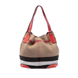 Burberry Pre-owned Womens Mega Check Canvas Maidstone Tote - Tan Textile - One Size