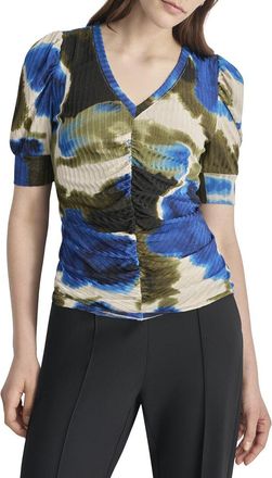 DKNY Dkny Puff Sleeve Printed Top