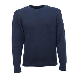 C.P. Company C.p. Company, Truien & Vesten, Heren, Blauw, S, Wol, Truien Crew Neck in Re-Wool 888
