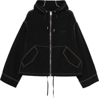 Ami Boxy Cropped Jacket With Zipper Closure