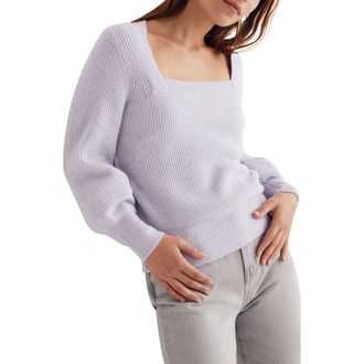 Madewell Melwood Square Neck Coziest Yarn Pullover Sweater in Heather Hyacinth at Nordstrom Rack, Size Xx-Small