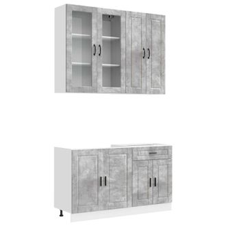 vidaXL Unidad De Cocina Porto 4 Uds. Gris Hormig&oacute;n Vidaxl