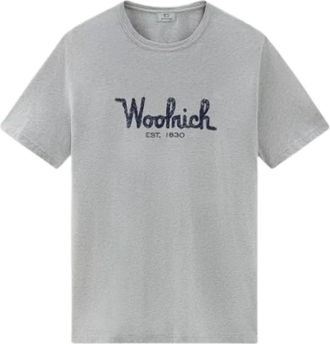 Woolrich Embroidered Logo Tee - Heren - T-shirts - Grijs - XL - Katoen - Tops